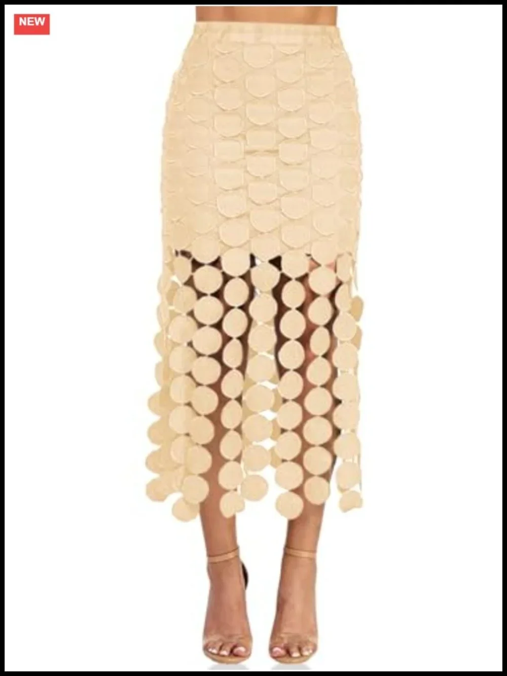 Women's Hollow Out Maxi Skirt High Waist Boho Fringe Circle Skirt